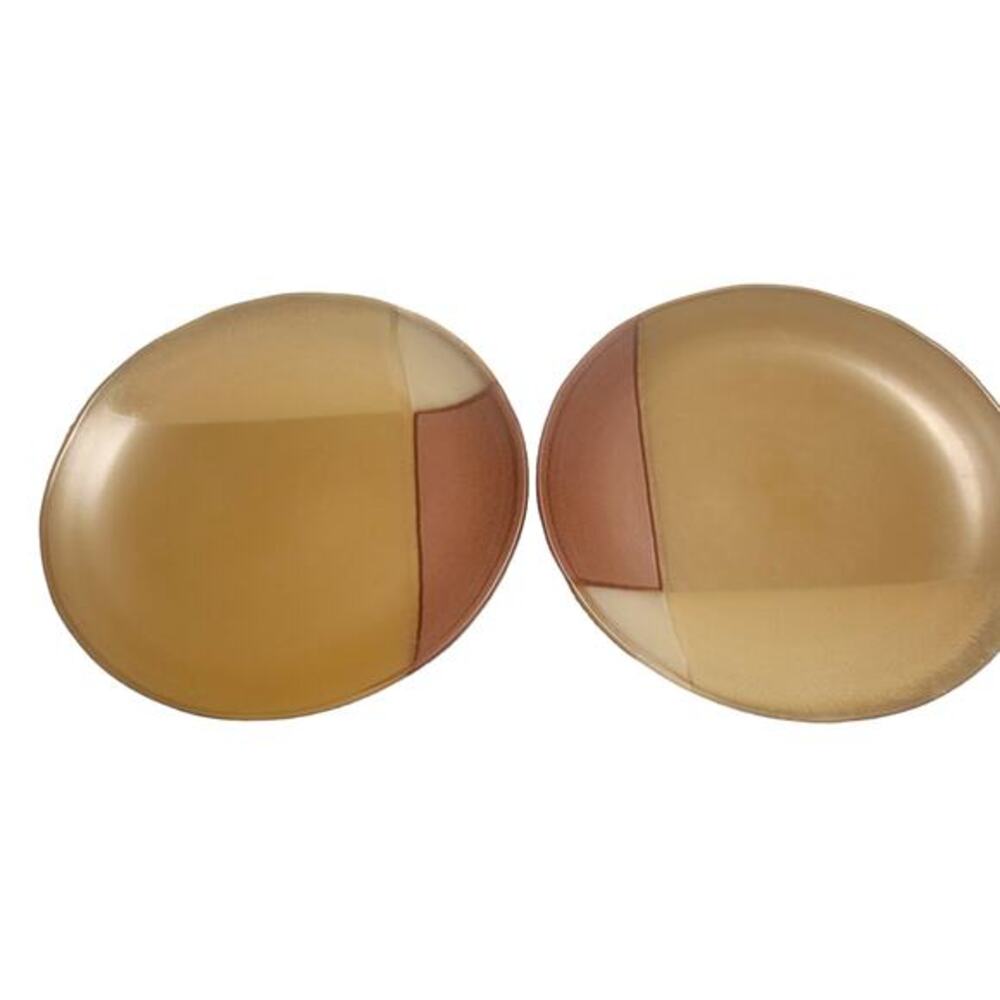 Sango Gold Dust Sienna 5039 Dinner Plates 10.75" Tan Rust Ceramic Retro Set of 2